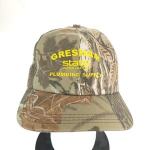 Vintage Real Tree Camo Hat Gresham State Plumbing Made in USA Hunting Fishing